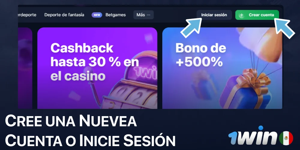 Cree una nuevea cuenta o inicie sesión en 1win