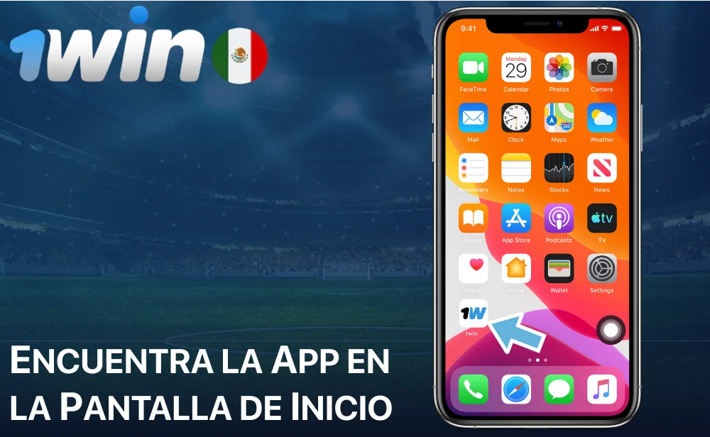 Encuentra la app 1win en la pantalla de inicio