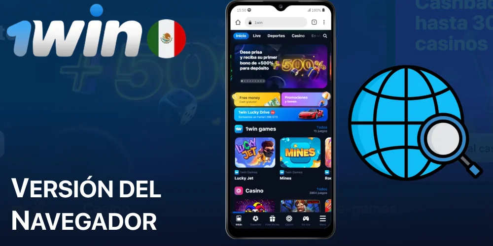 Versión móvil del sitio 1win
